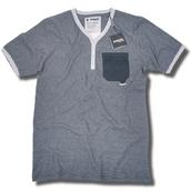 View Item Lambretta Baseball Neck Fine Stripe Short Sleeve T Shirt Dark Navy